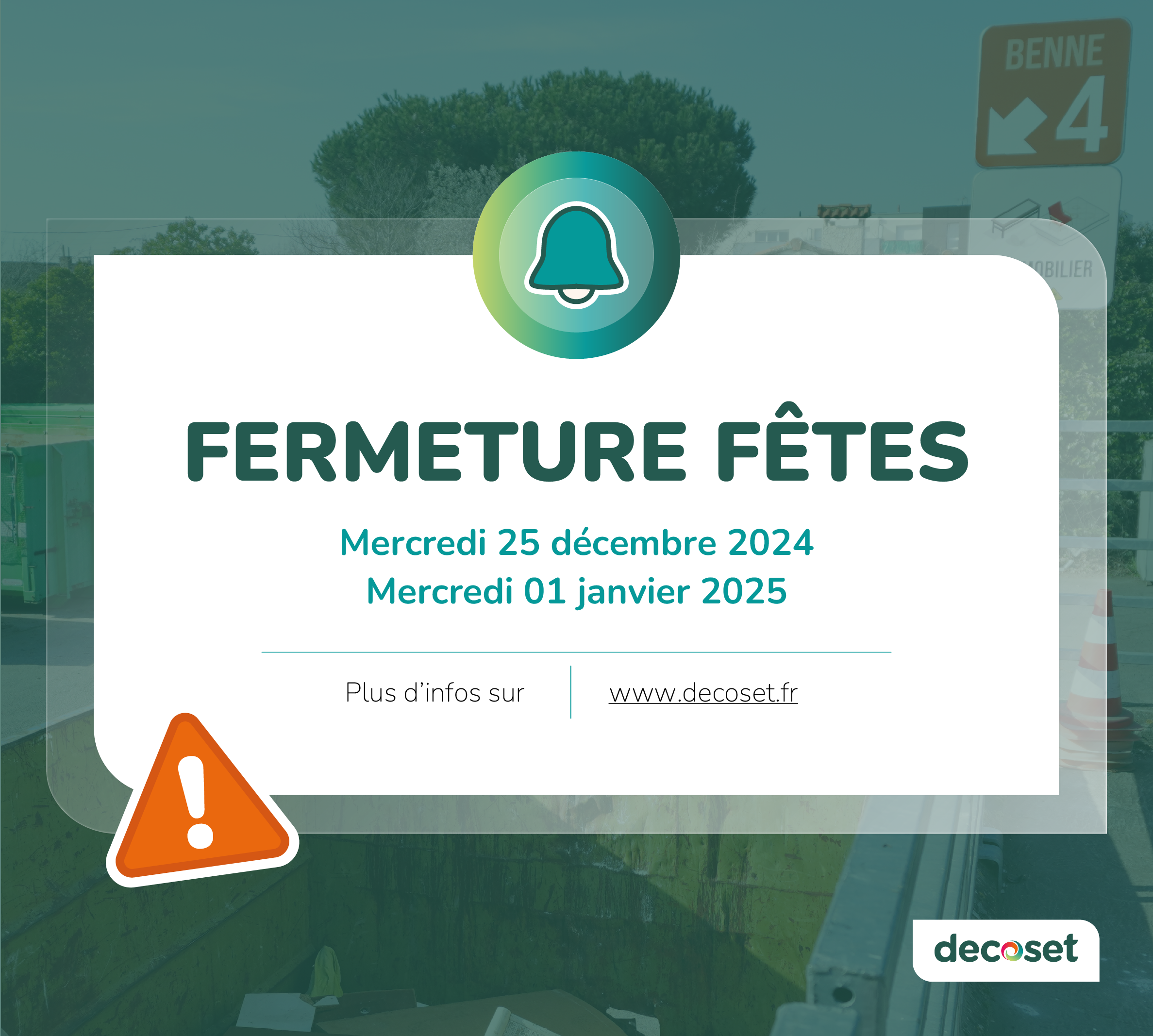 Attention : fermeture pour les fêtes 